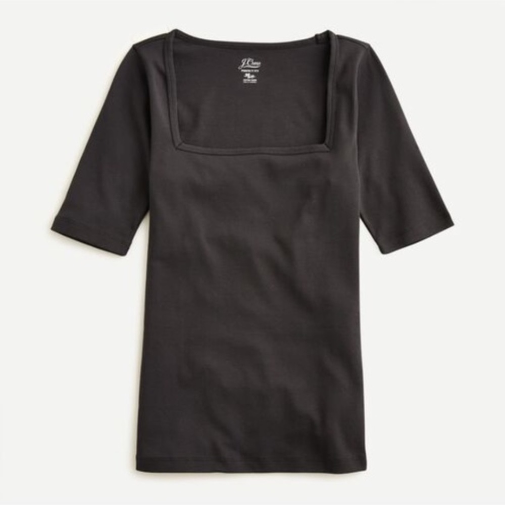 Perfect-fit elbow-sleeve squareneck T-shirt - Picture 3 of 8